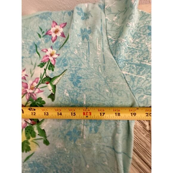 Vtg Y2K Morning Sun Size Large Humming Bird Jeweled Floral Long Sleeve - Picture 4 of 6